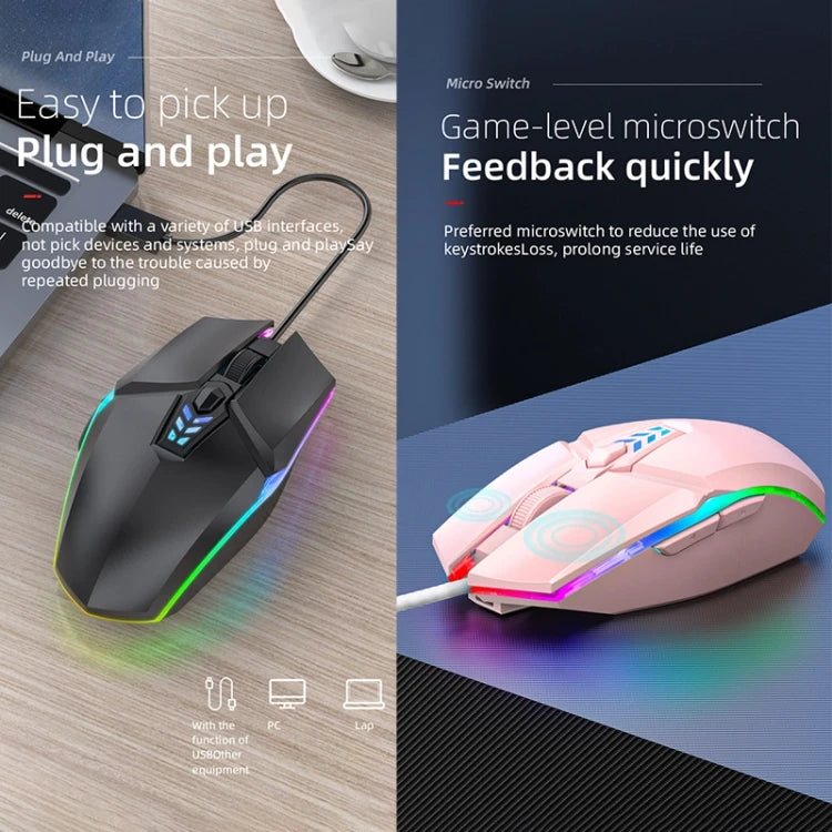S700 Colorful Light USB Wired Office Gaming Mouse