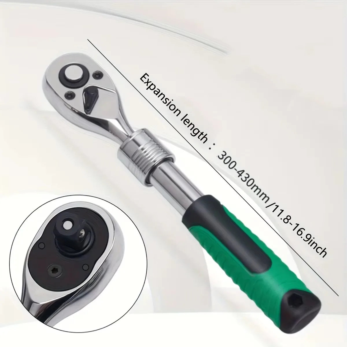 1/4,3/8,1/2 Inch Drive Socket Ratchet Wrench Extendable Handle Wrench 72-Tooth Quick-Release Reversible