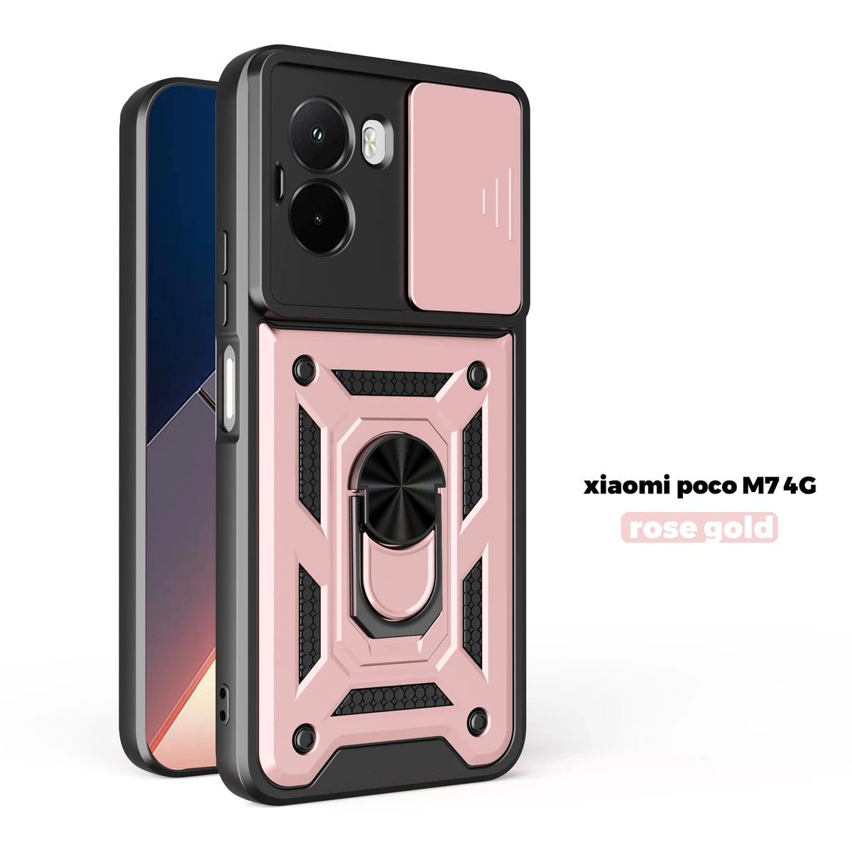 Shockproof Armor Case For Mi POCO M7 4G Car Holder Phone Cover Camera Lens Protection Fundas