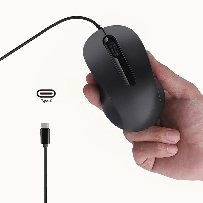 Mouse Lenovo Wired Mouse Type-C Plug Ergonomic Design Tablet Notebook Office Optical Silent Mouse For PC Android IOS