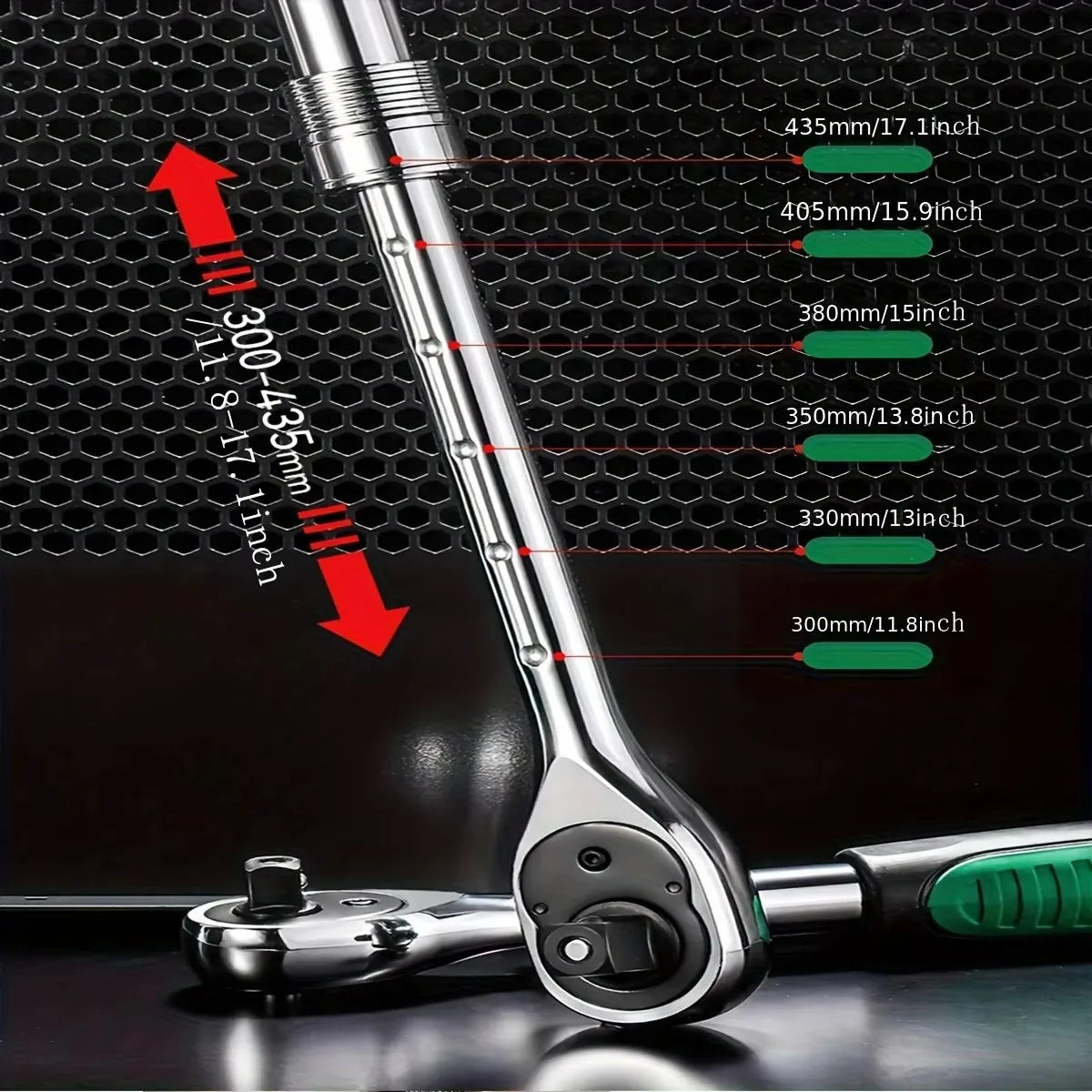 1/4,3/8,1/2 Inch Drive Socket Ratchet Wrench Extendable Handle Wrench 72-Tooth Quick-Release Reversible