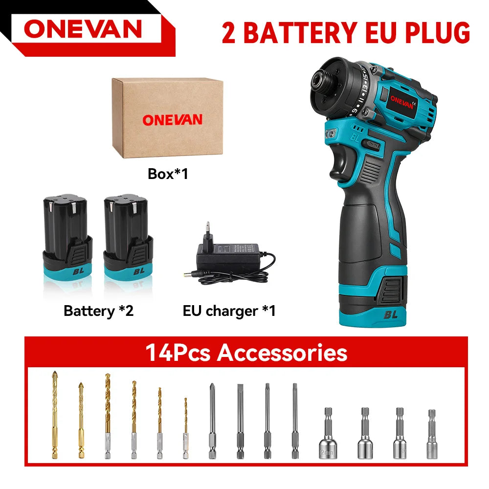 Onevan 3 em 1 450w chave de fenda elétrica sem escova sem fio portátil multifuncional perfuração ferramenta reparo doméstico com bateria 