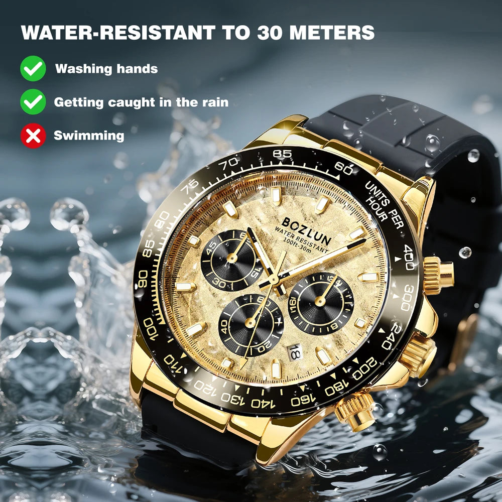 BOZLUN Luxury Movement Quartz Watches For Men Women Chronograph Wristwatch Fashion Luminous Hands Waterproof Watch Reloj Hombre