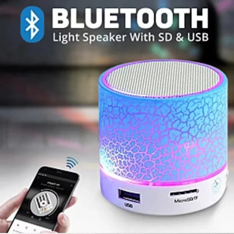 Mini Portable Bluetooth Speaker Car Audio Music Dazzling Crack LED Wireless Bluetooth 4.1 Subwoofer Speaker TF Card