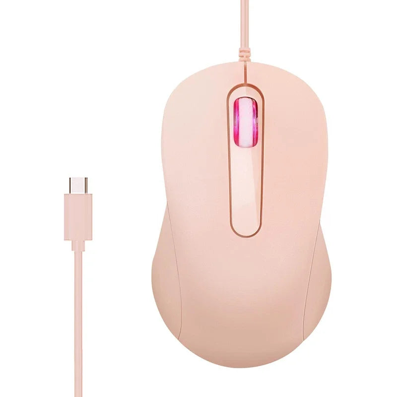 Mouse Lenovo Wired Mouse Type-C Plug Ergonomic Design Tablet Notebook Office Optical Silent Mouse For PC Android IOS