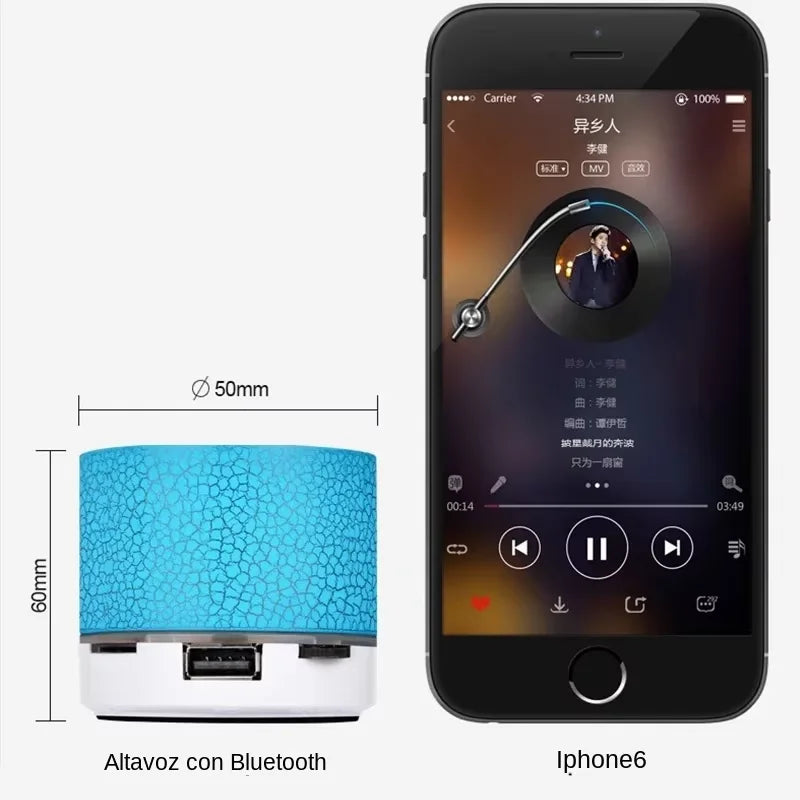 Mini Portable Bluetooth Speaker Car Audio Music Dazzling Crack LED Wireless Bluetooth 4.1 Subwoofer Speaker TF Card