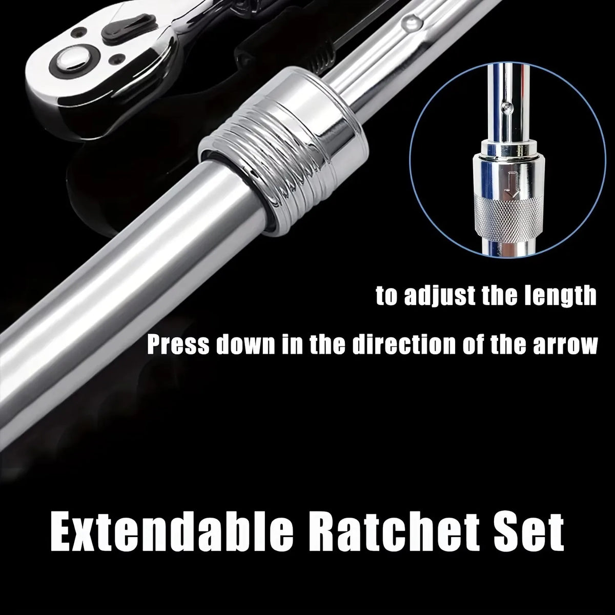 1/4,3/8,1/2 Inch Drive Socket Ratchet Wrench Extendable Handle Wrench 72-Tooth Quick-Release Reversible