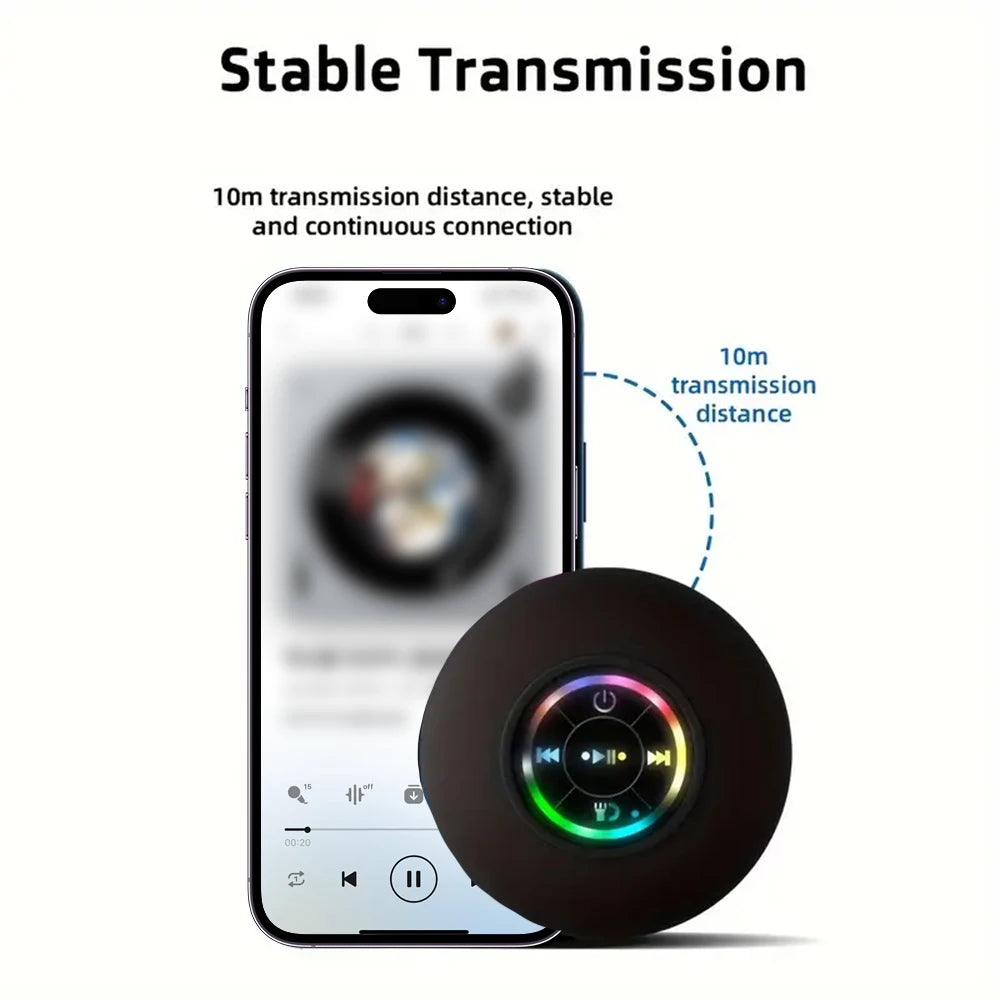 IPX4 Waterproof Bluetooth Speaker With Colorful LED Lights Strong Suction Cup Portable Mini Bluetooth Speaker For Outdoor Show