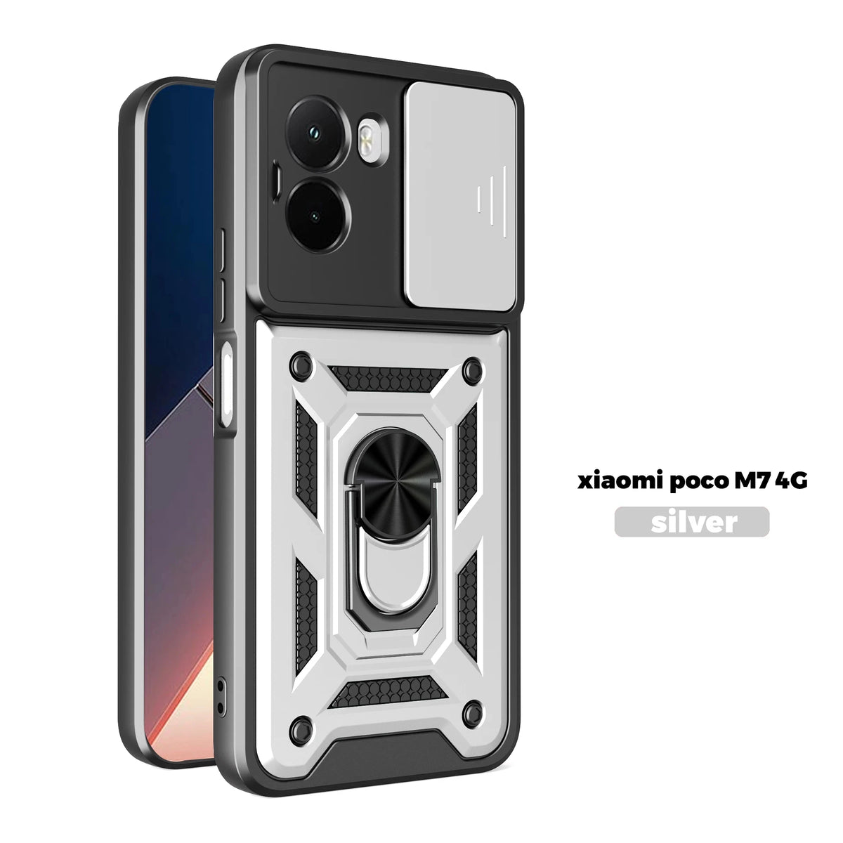 Shockproof Armor Case For Mi POCO M7 4G Car Holder Phone Cover Camera Lens Protection Fundas