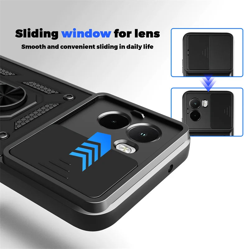 Shockproof Armor Case For Mi POCO M7 4G Car Holder Phone Cover Camera Lens Protection Fundas