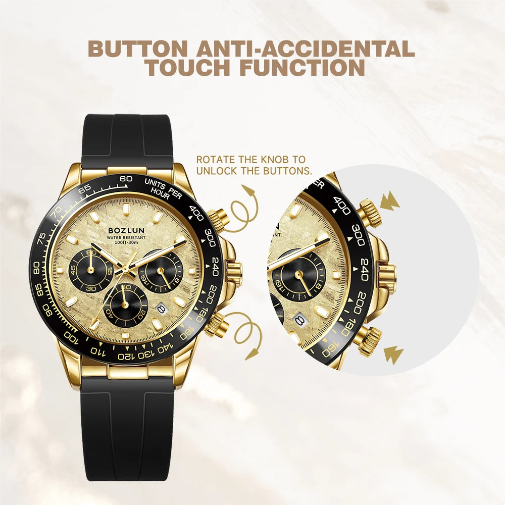 BOZLUN Luxury Movement Quartz Watches For Men Women Chronograph Wristwatch Fashion Luminous Hands Waterproof Watch Reloj Hombre