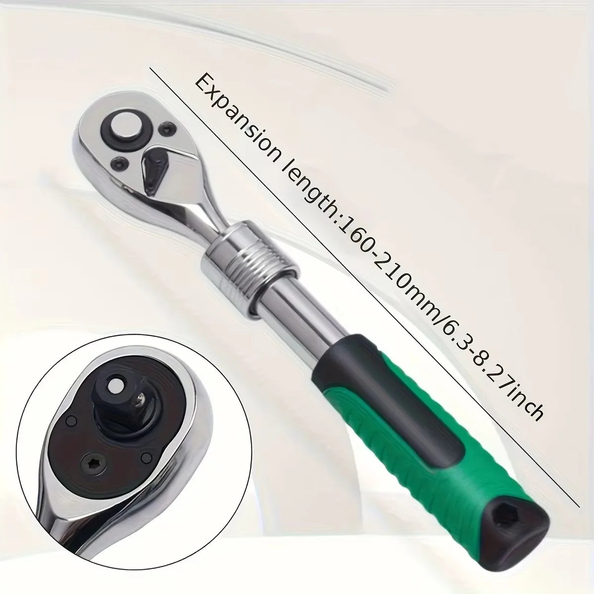 1/4，3/8，1/2 Inch Drive Socket Ratchet Wrench Extendable Handle Wrench 72-Tooth Quick-Release Reversible
