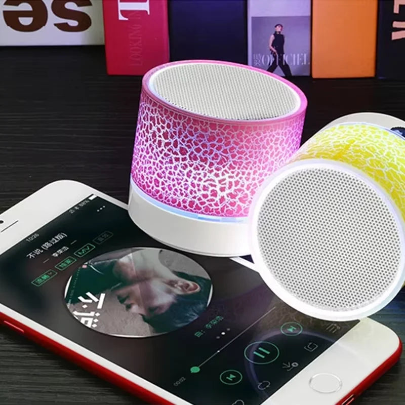 Mini Portable Bluetooth Speaker Car Audio Music Dazzling Crack LED Wireless Bluetooth 4.1 Subwoofer Speaker TF Card