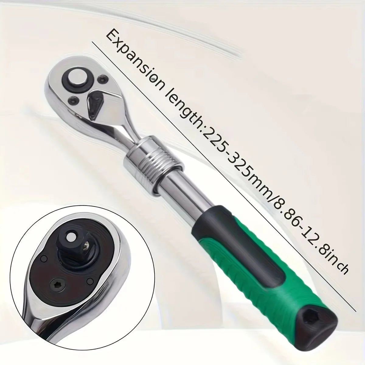 1/4，3/8，1/2 Inch Drive Socket Ratchet Wrench Extendable Handle Wrench 72-Tooth Quick-Release Reversible