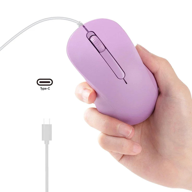 Mouse Lenovo Wired Mouse Type-C Plug Ergonomic Design Tablet Notebook Office Optical Silent Mouse For PC Android IOS