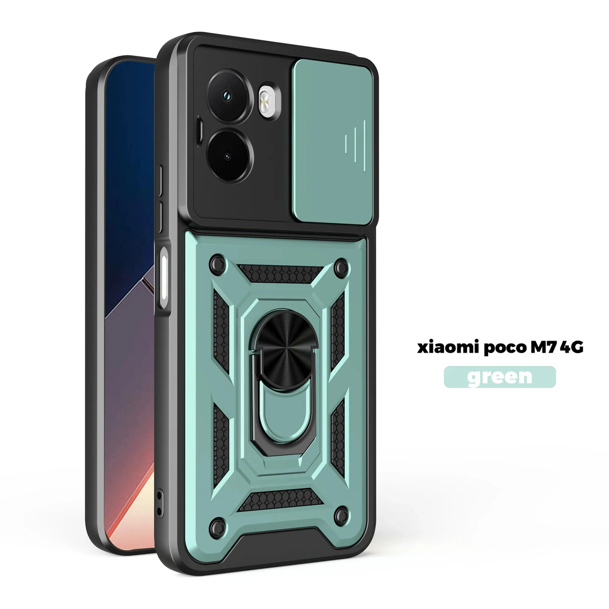 Shockproof Armor Case For Mi POCO M7 4G Car Holder Phone Cover Camera Lens Protection Fundas