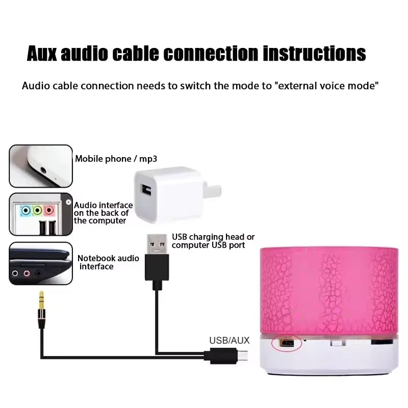 Mini Portable Bluetooth Speaker Car Audio Music Dazzling Crack LED Wireless Bluetooth 4.1 Subwoofer Speaker TF Card