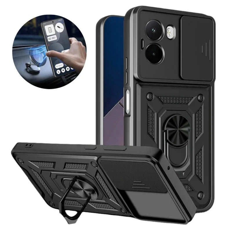 Shockproof Armor Case For Mi POCO M7 4G Car Holder Phone Cover Camera Lens Protection Fundas