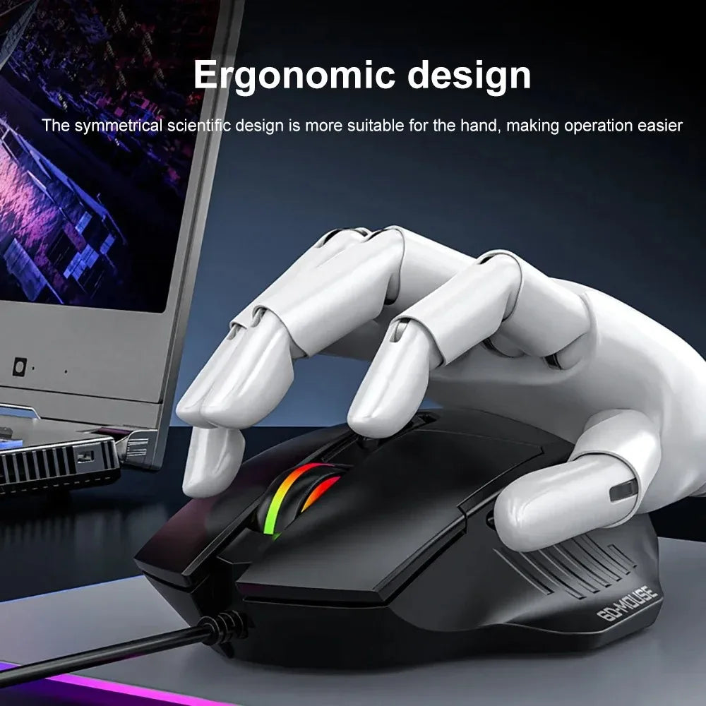 KEBIDUMEI 6 Buttons USB Wired Mouse 6 Levels up to 7200DPI Mouse Ergonomic Gaming Mouse Plug and Play For Laptop Windows MacOS