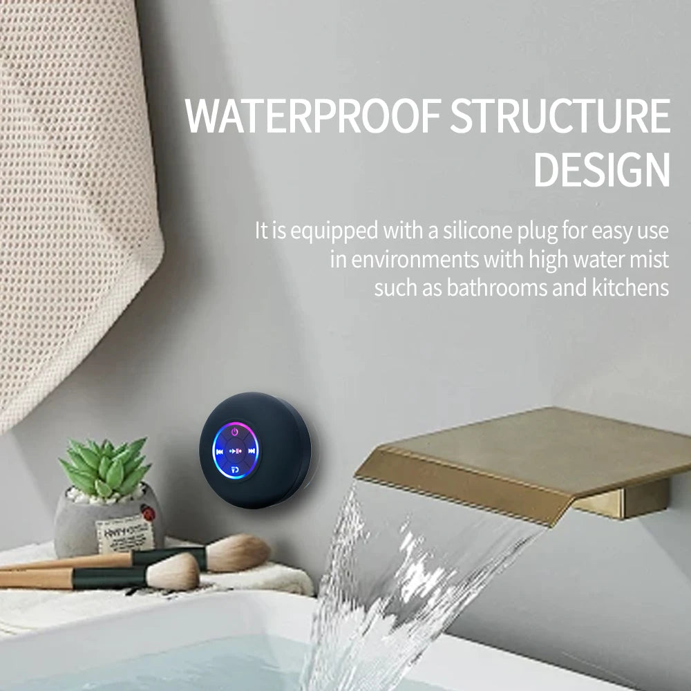 IPX4 Waterproof Bluetooth Speaker With Colorful LED Lights Strong Suction Cup Portable Mini Bluetooth Speaker For Outdoor Show