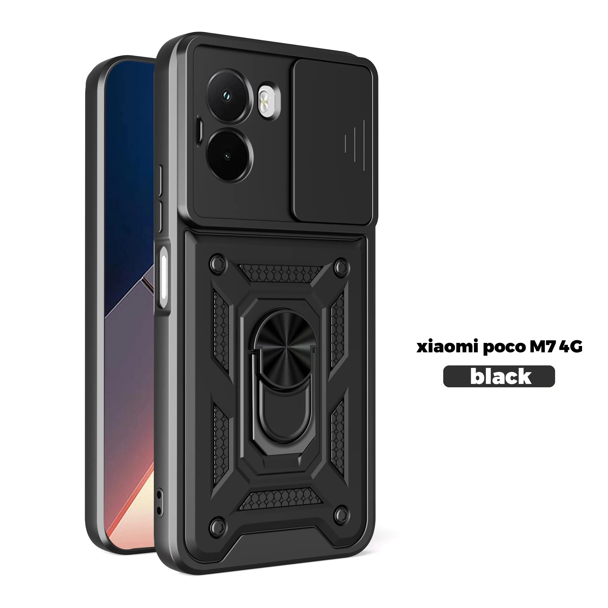 Shockproof Armor Case For Mi POCO M7 4G Car Holder Phone Cover Camera Lens Protection Fundas