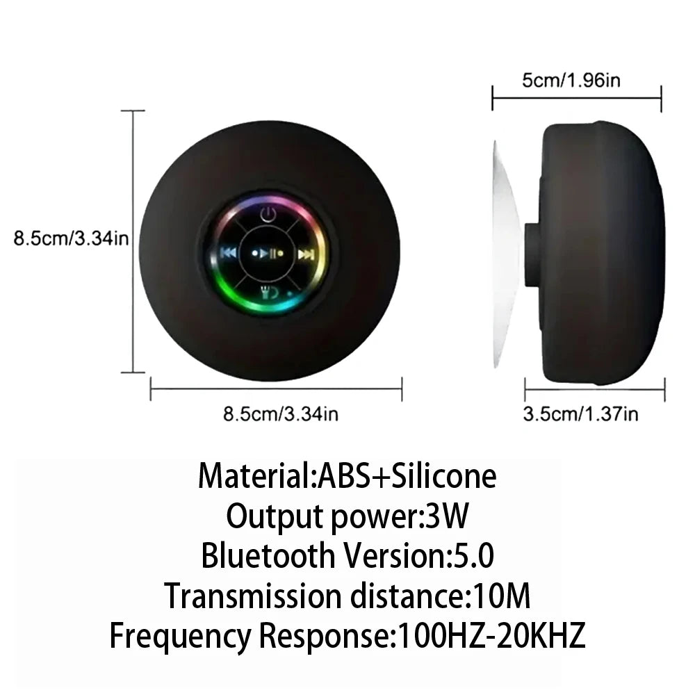 IPX4 Waterproof Bluetooth Speaker With Colorful LED Lights Strong Suction Cup Portable Mini Bluetooth Speaker For Outdoor Show