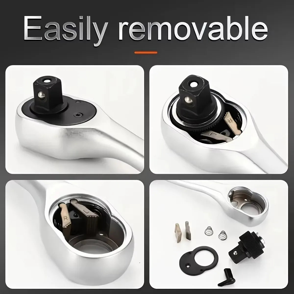 1/4，3/8，1/2 Inch Drive Socket Ratchet Wrench Extendable Handle Wrench 72-Tooth Quick-Release Reversible